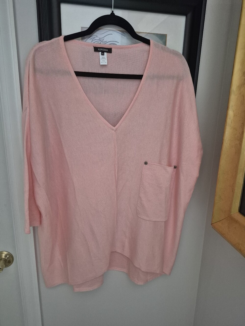 Kerisma Pale Peach Pink V-Neck Pocket Knit Tunic